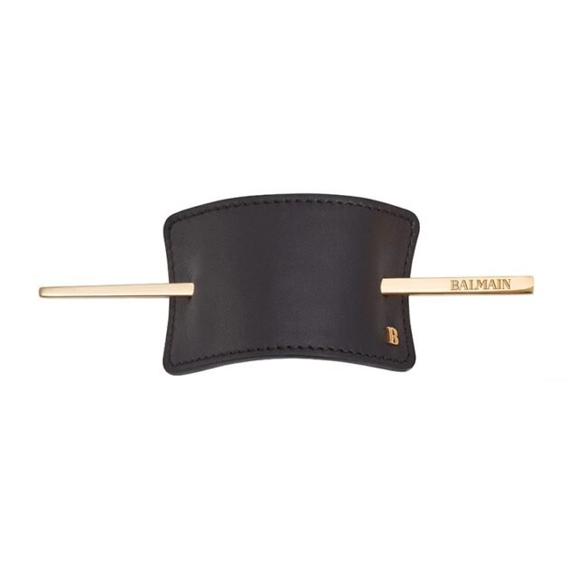 BALMAIN HAIR Barrette Black Leather plaukų segtukas