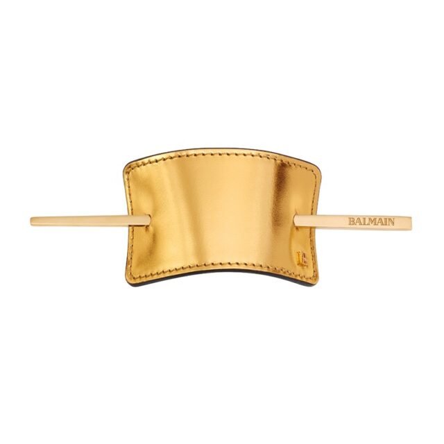 BALMAIN HAIR Barrette Gold Leather Vintage plaukų segtukas
